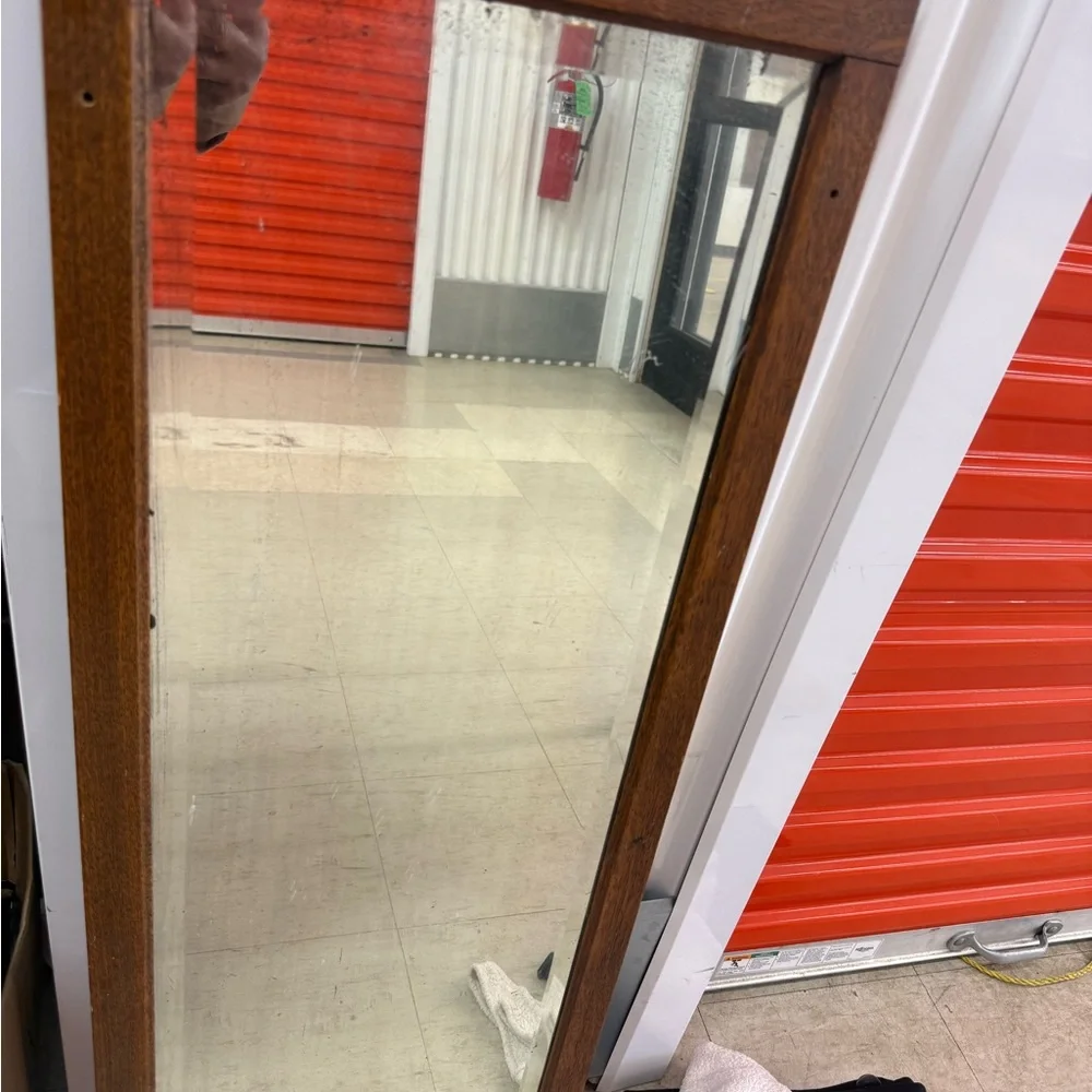 Full Length Wood-Framed Standing Mirror - Brown Frame, Clear Glass